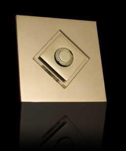 Designer Klingel Messing mit LED bel Glasaufsatz als Raute