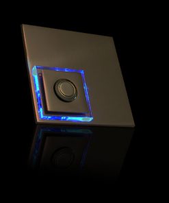 Designer Klingel Messing mit LED bel Glasaufsatz als Karo