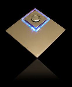 Designer Klingel Messing mit LED bel Glasaufsatz als Karo