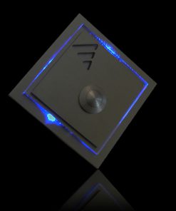 Designer Klingel Messing mit bel. LED Glas und Aufsatz Triangel