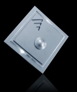 Designer Klingel Messing mit bel. LED Glas und Aufsatz Triangel