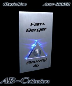 Designer Klingel Rechteck mit Dreieck hochkant XXL Edelstahl sowie LED Aufsatz