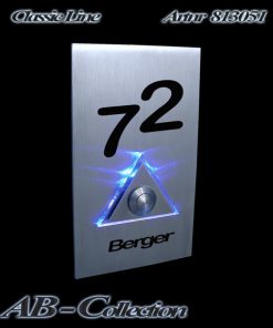 Designer Klingel Rechteck mit Dreieck hochkant XXL Edelstahl sowie LED Aufsatz