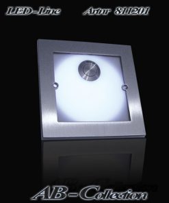 Klingel Edelstahl quadratisch auf Unterputzdose mit Opalglas und LED
