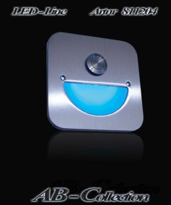 Klingel Edelstahl quadratisch, Ecken gerundet auf UP-Dose mit Opalglas und LED