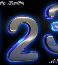 Hausnummer BERLIN Edelstahl mit LED Glasbeleuchtung