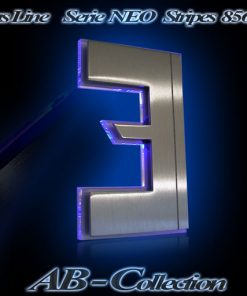 Hausnummer NEO STRIPES Edelstahl mit LED Glasbeleuchtung