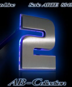 Hausnummer DESIGNER Edelstahl mit LED Glasbeleuchtung