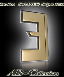 Hausnummer Serie NEO STRIPES Messing mit Glasbeleuchtung