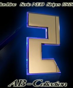 Hausnummer Serie NEO STRIPES Messing mit Glasbeleuchtung