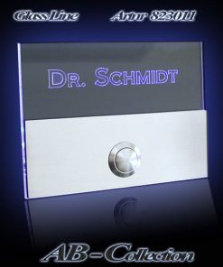 Edelstahlklingel Rechteck Größe XL Edelstahl mit Glas und LED