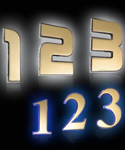Hausnummer Messing mit Glas und LED Beleuchtung