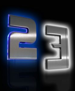 Hausnummer Edelstahl mit Glas und LED Beleuchtung